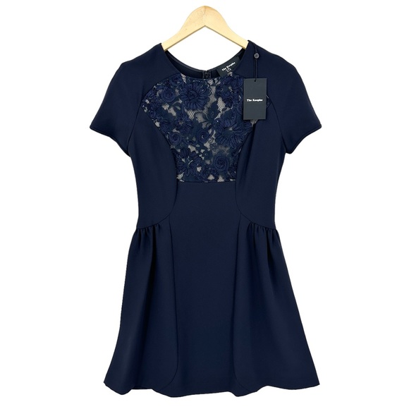 New THE KOOPLES Blue Dress with Lace Front - Picture 1 of 8